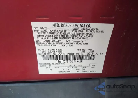 2013 Ford Taurus Limited from USA, damaged, VIN 1FAHP2F81DG146420